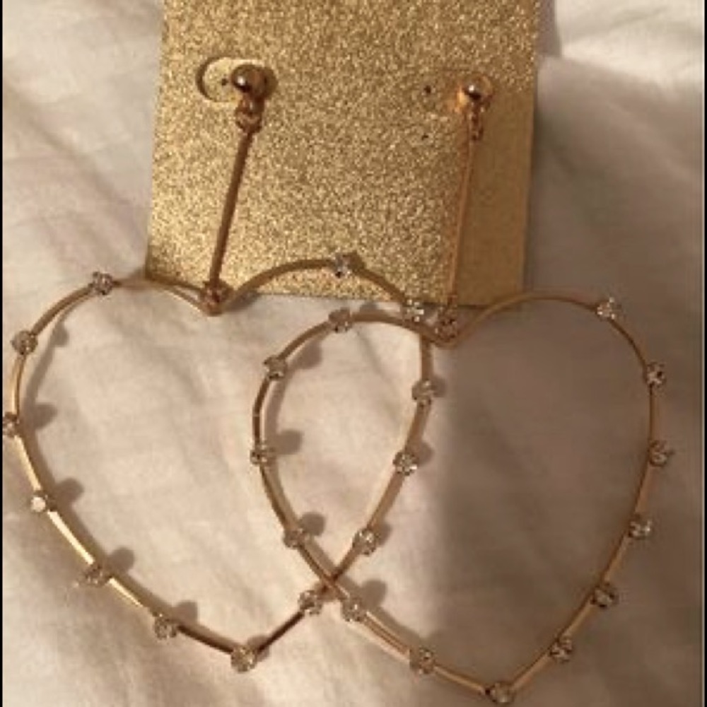 Heart hoop earrings with rhinestones NWT
